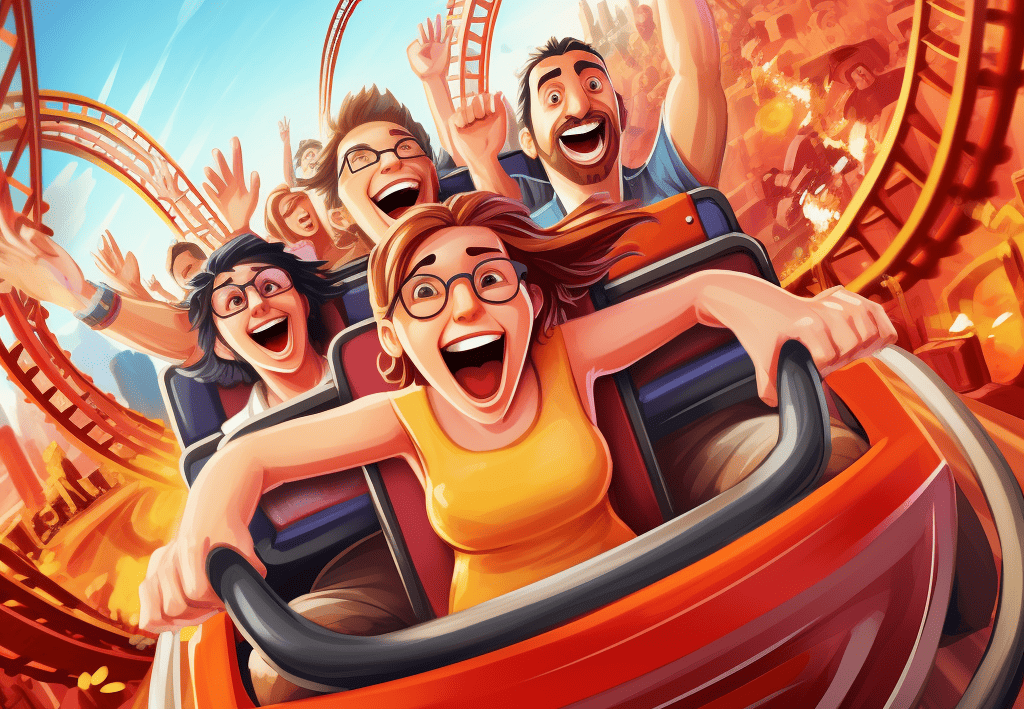 Lead Forensics cartoon extremely exciting red rollercoaster ride