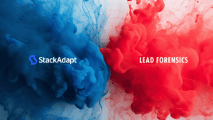 Two colorful clouds of smoke to represent Lead Forensics and StackAdapt