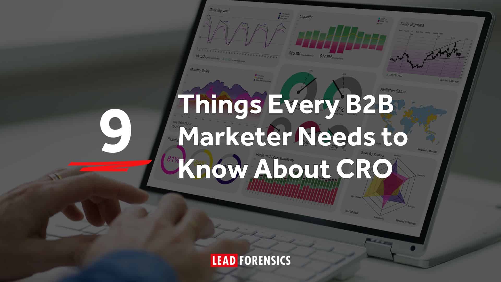 Blog title card reads: 9 Things Every B2B Marketer Needs to Know About CRO