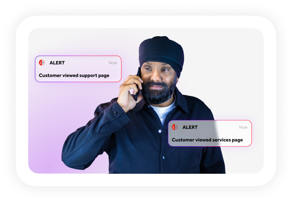 an account management rep with examples of relevant Lead Forensics alerts